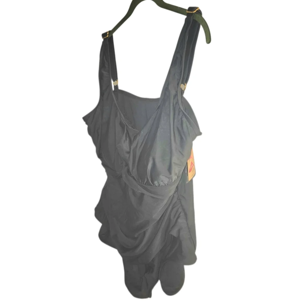 Maxine Of Hollywood V-Neck Shirred Twist Front One Piece Swimsuit